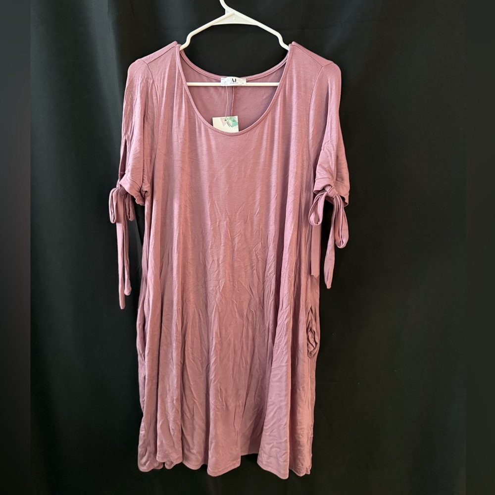 Women's Mauve Dress with Tie Sleeves